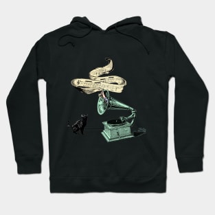 The Cat and the Song (green) Hoodie